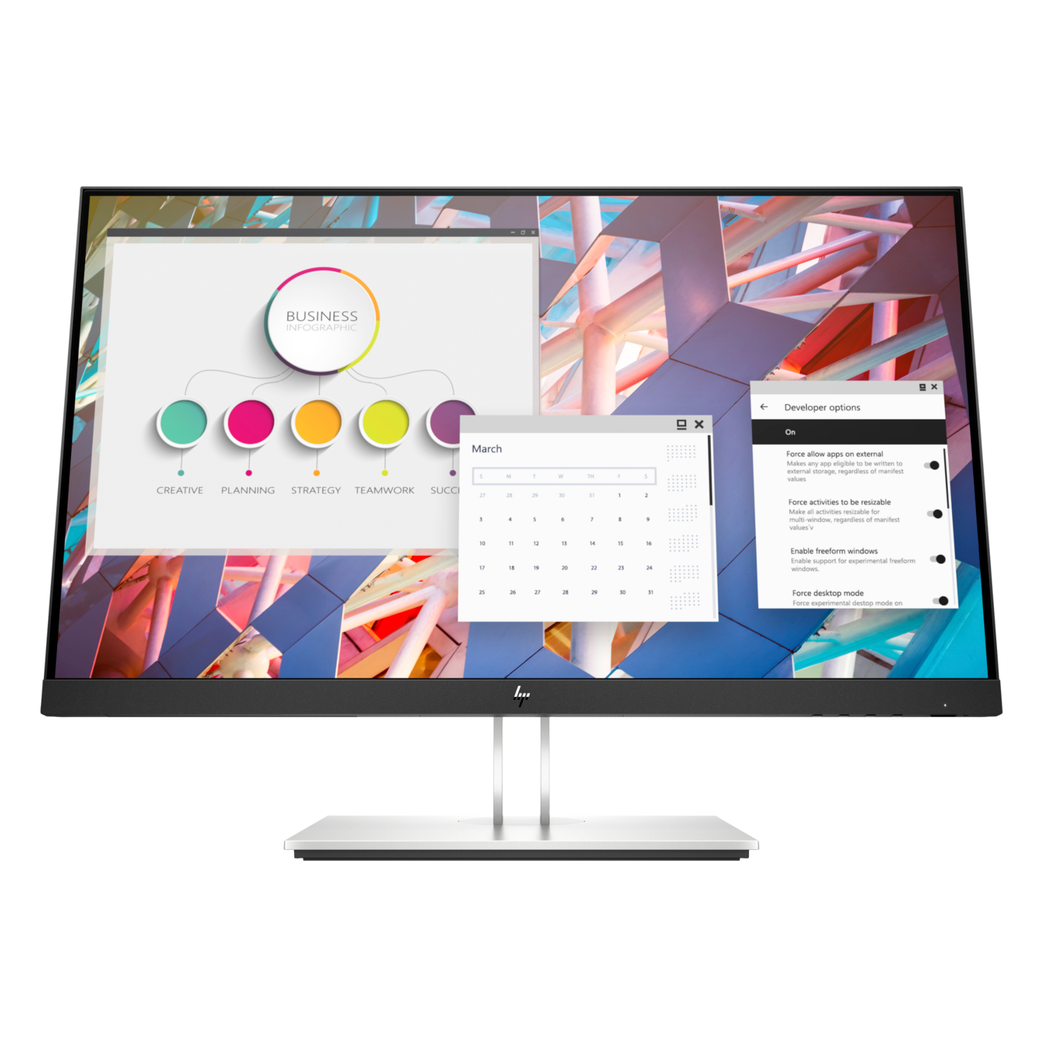 HP E24 G4 Office Monitor - IPS-Panel, Höhenverstellung, 5 ms