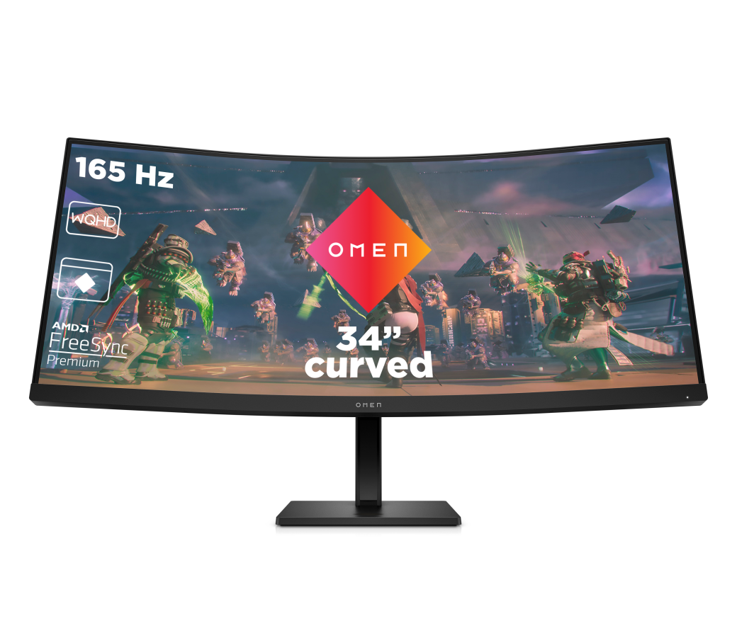 HP Omen 34c Gaming Monitor - VA, WQHD, 165Hz, Höhenverstellung