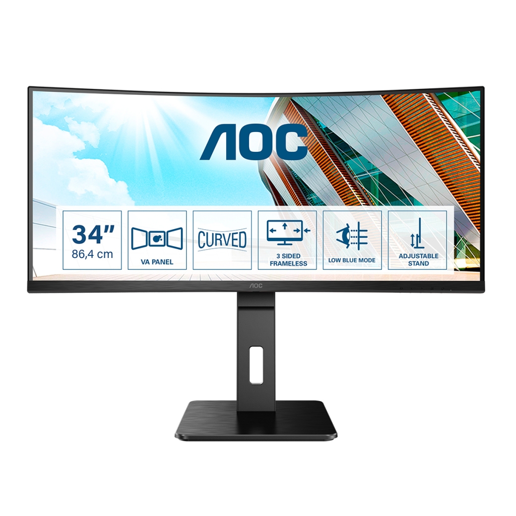 AOC CU34P2A Office Monitor - Curved, WQHD, Höhenverstellung