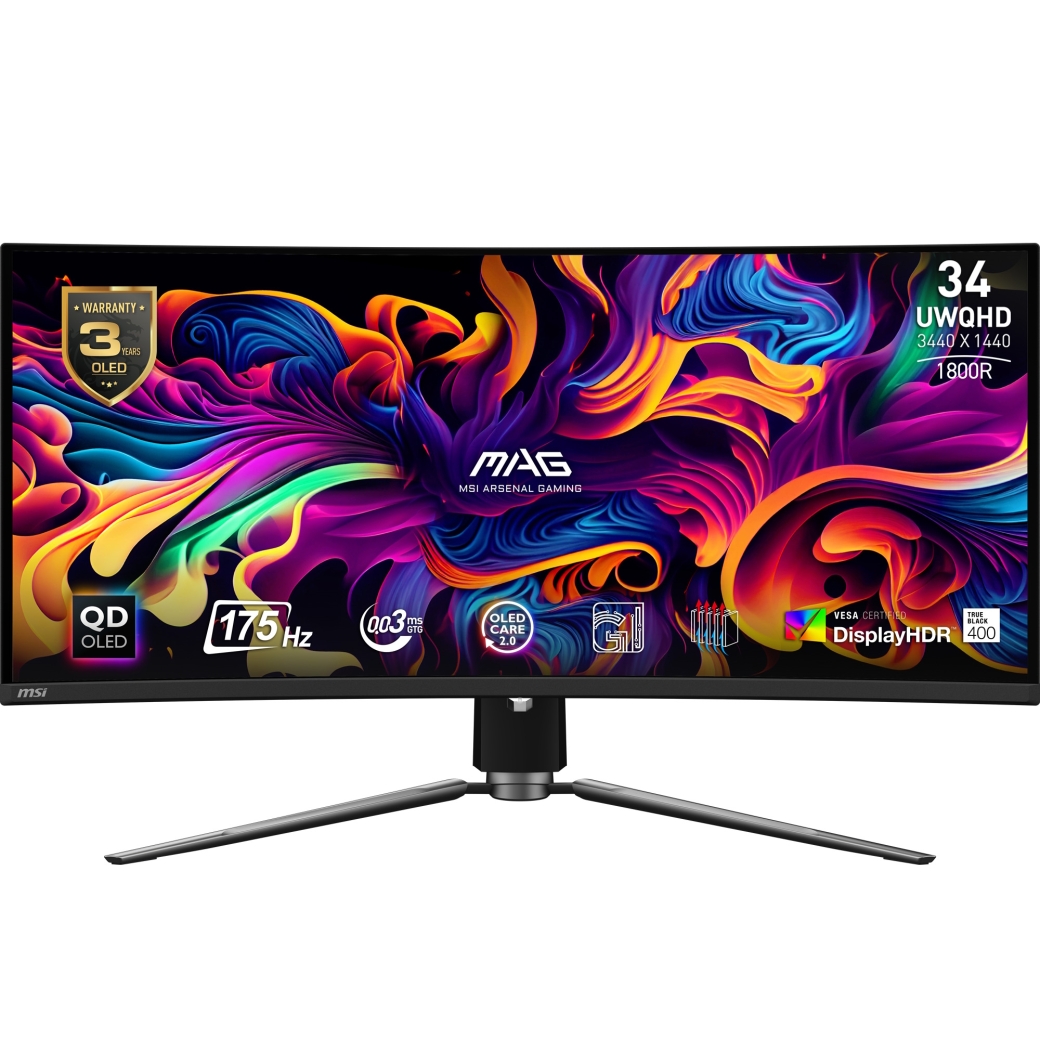 MSI MAG 341CQPDE QD-OLED Gaming Monitor - UWQHD, 175 Hz, 0,03 ms