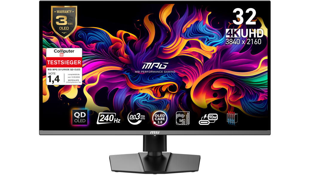 MSI MPG 321URXDE QD-OLED Gaming Monitor - 4K UHD, 240 Hz, 0,03ms