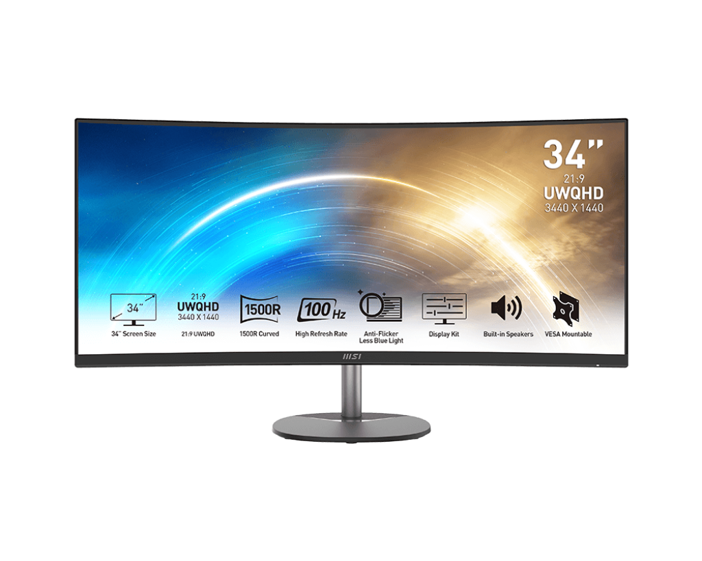 MSI PRO MP341CQDE Office Monitor - QHD Curved Panel, 100 Hz,_1