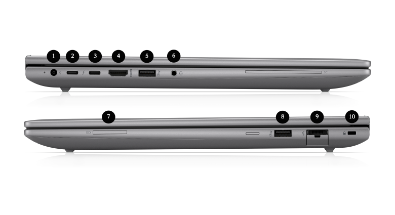 HP ZBook Power G11 Anschlussbilder in Nummerischer Reihenfolge