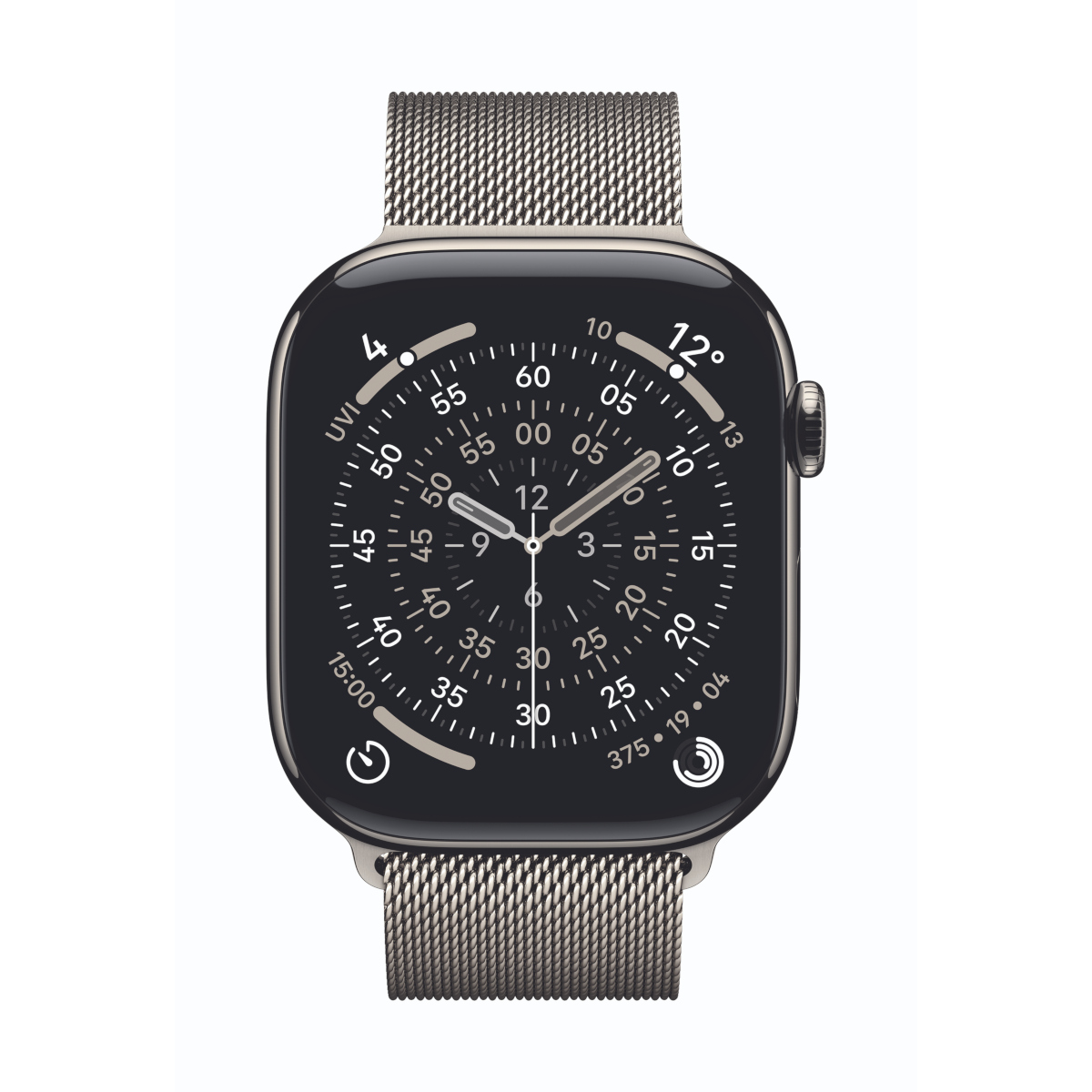 Bild von Apple Watch Series 11 Cellular 46mm Natur Titan Gehäuse mit Natur Milanaise Armband - S/M