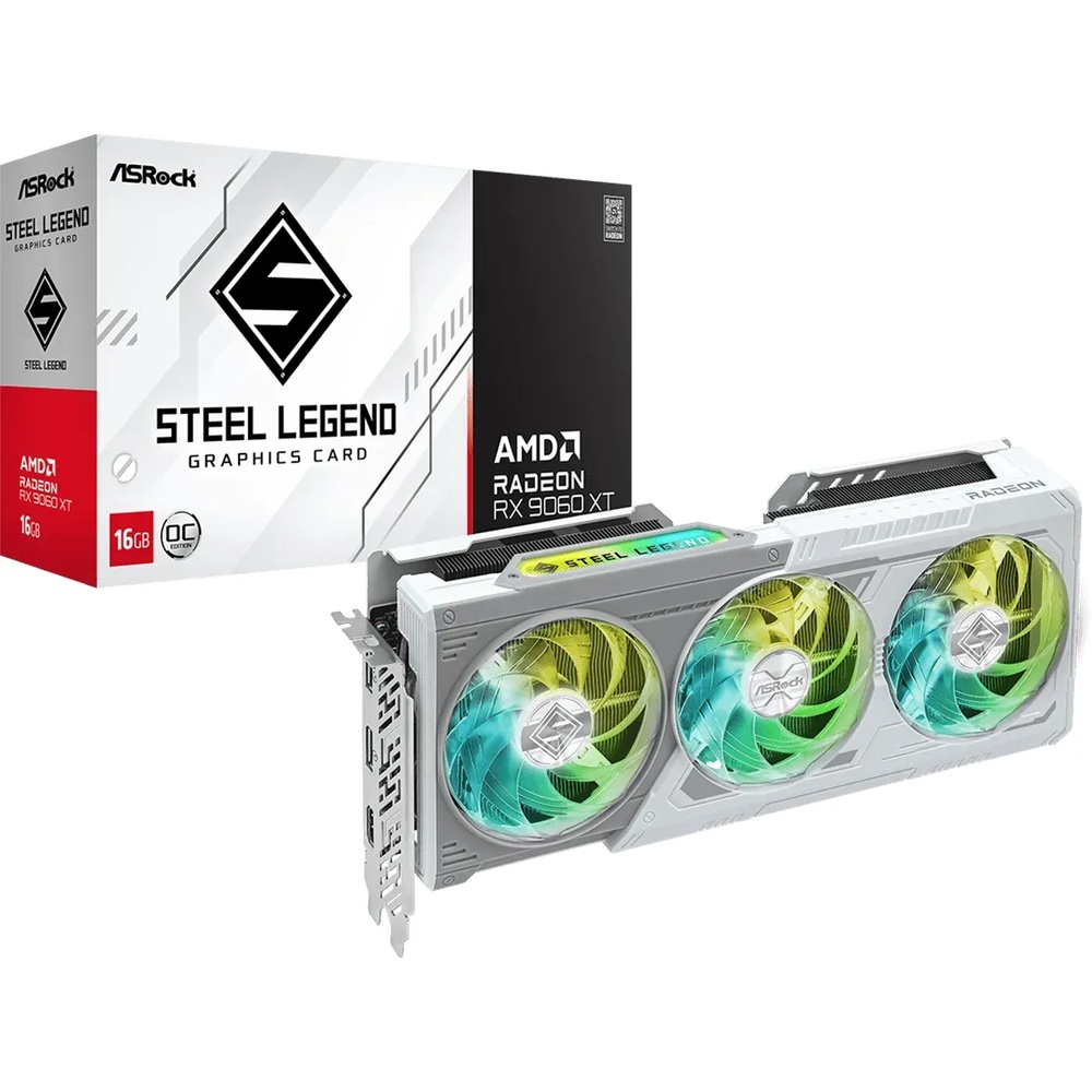 Bild von ASRock Radeon RX 9060 XT 16GB Steel Legend OC Grafikkarte - 16GB GDDR6, 2x HDMI, 2x DP