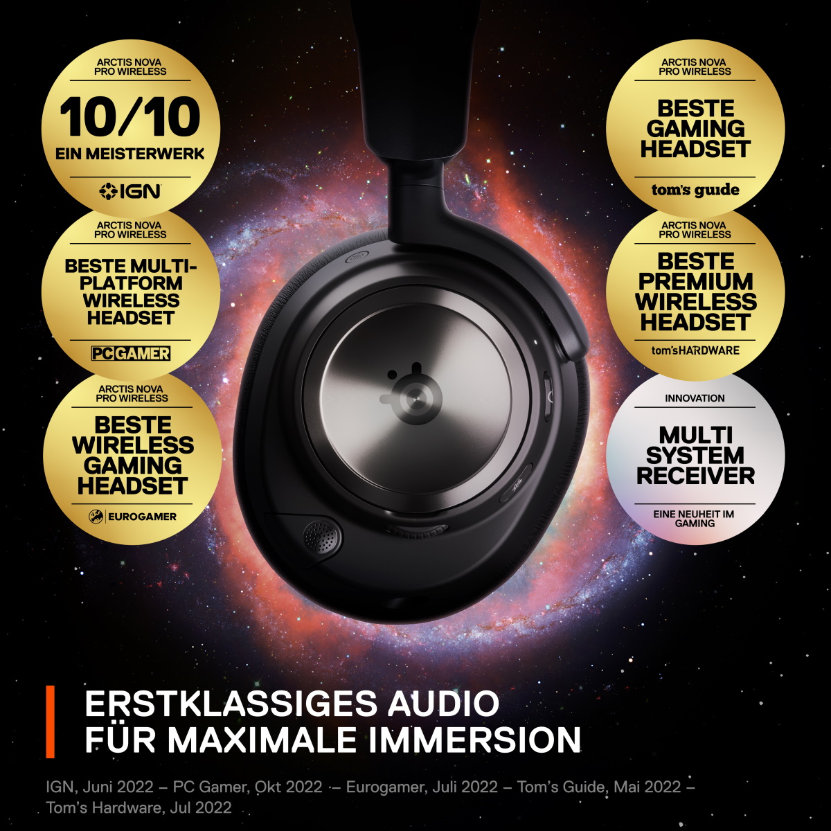Bild von SteelSeries Gaming Headset Arctis Nova Pro Wireless Multi-System Gaming-Headset mit wechselbarem Akku (Infinity Power System) und Active Noise Cancell
