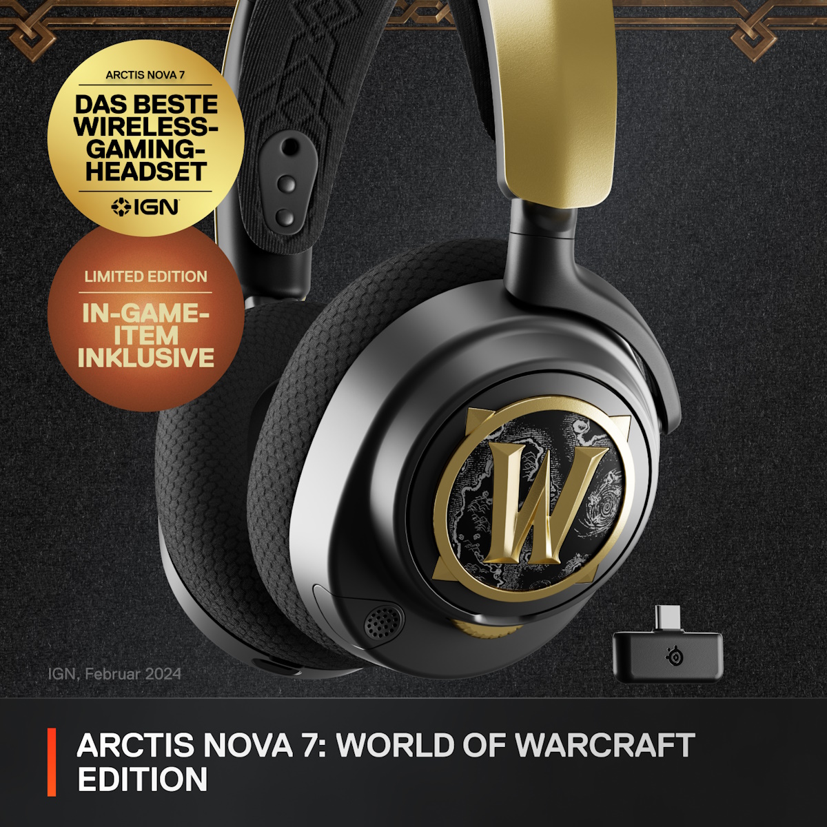 Bild von SteelSeries Arctis Nova 7 Wireless World of Warcraft Edition - kabelloses Gaming Headset mit Multi-System-Kompatibilität und 38 Std. Akkulaufzeit
