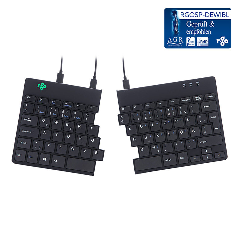 Bild von R-Go Split Break Ergonomische Tastatur, QWERTZ (DE) - schwarz, kabelgebunden