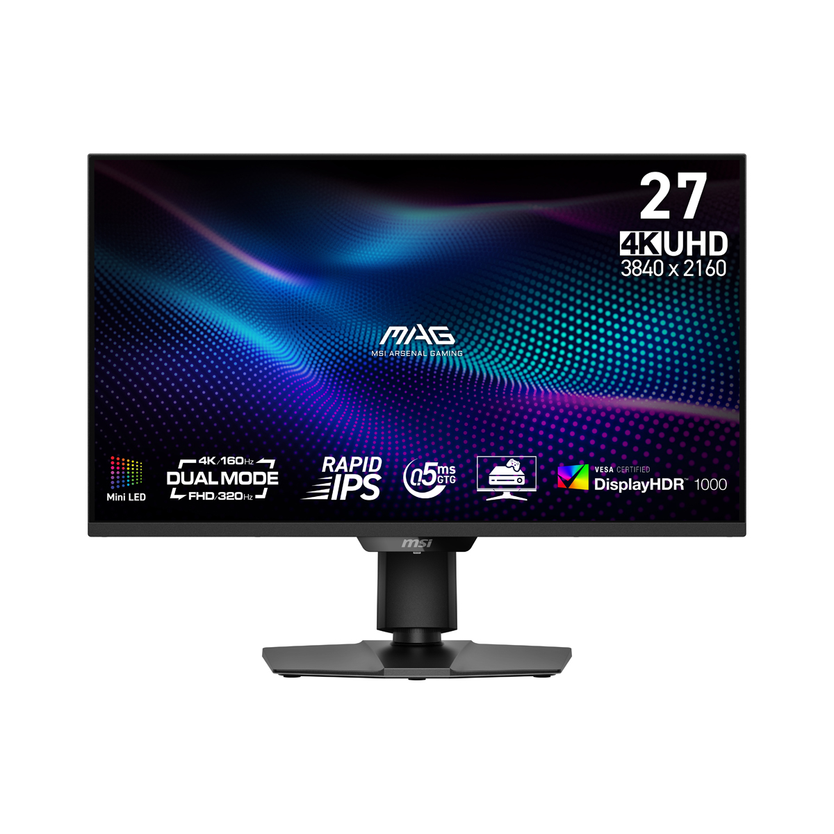 Bild von MSI MAG 274UPDFDE E16M - Mini LED, 0,5ms GtG 160Hz UHD | 320Hz FHD Dual Modus, Rapid IPS, Quantum Dot