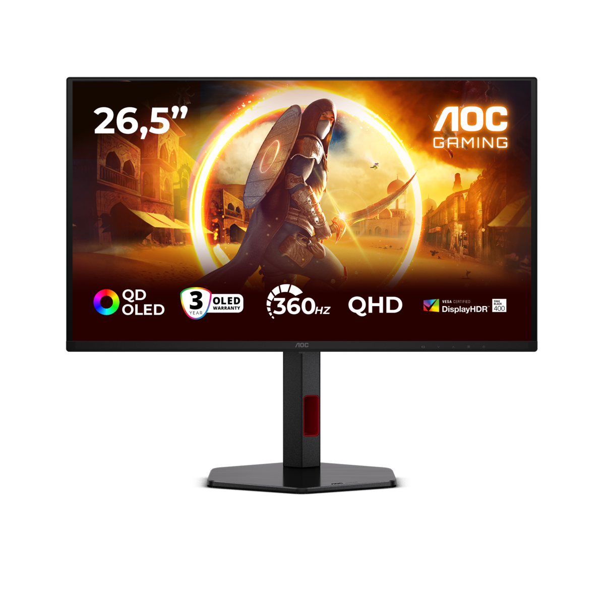 Bild von AOC Q27G4SDR QD OLED Gaming Monitor 27 Zoll QHD OLED Monitor, 360Hz, 0.03ms, Adaptive Sync, G-Sync comp., HDR400 TrueBlack (2560x1440, HDMI 2x 2.1 DP