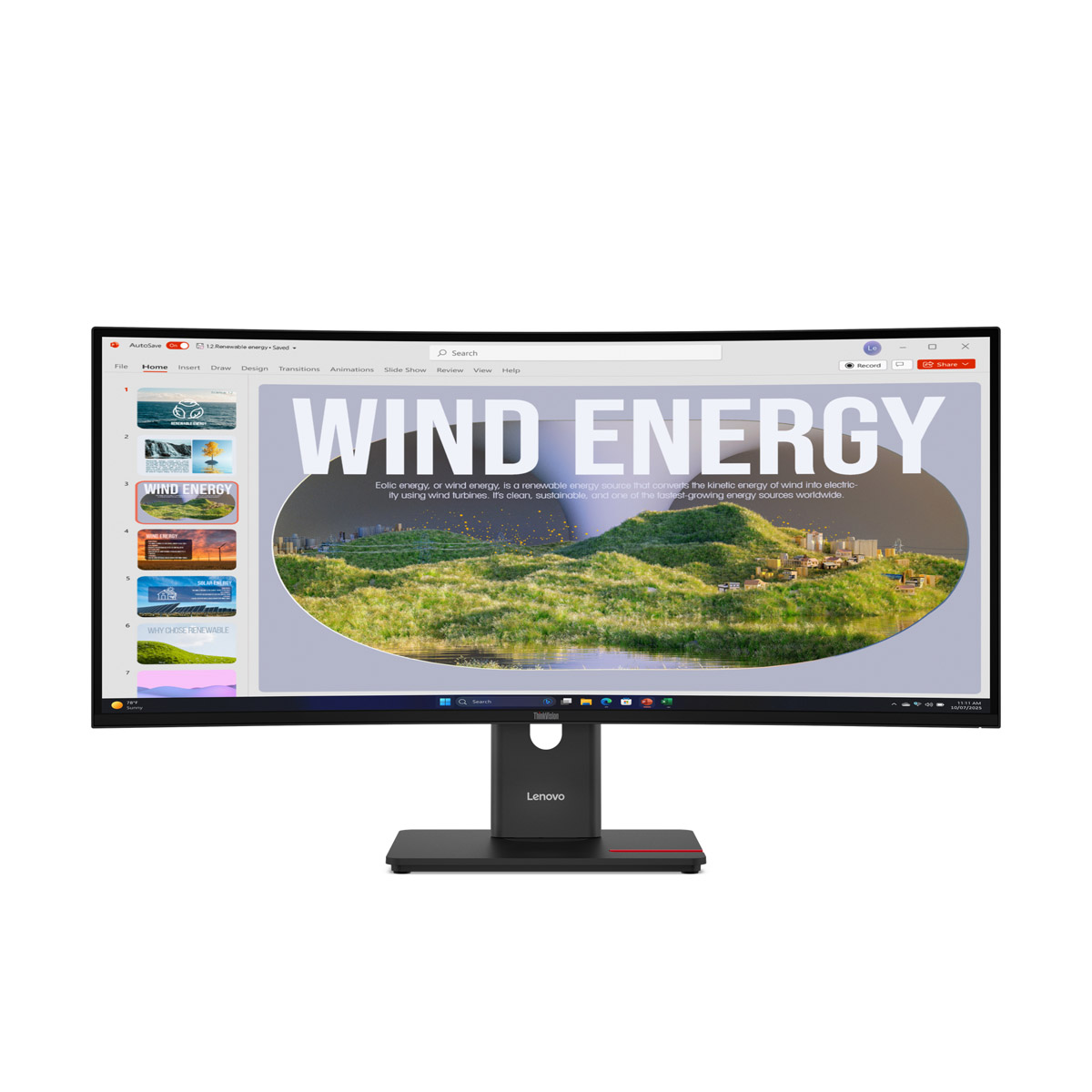Bild von Lenovo ThinkVision T34WD-40 34" QHD VA, Curved, 120HZ, 6ms, HDMI, DisplayPort, USB-C (PD15W)
