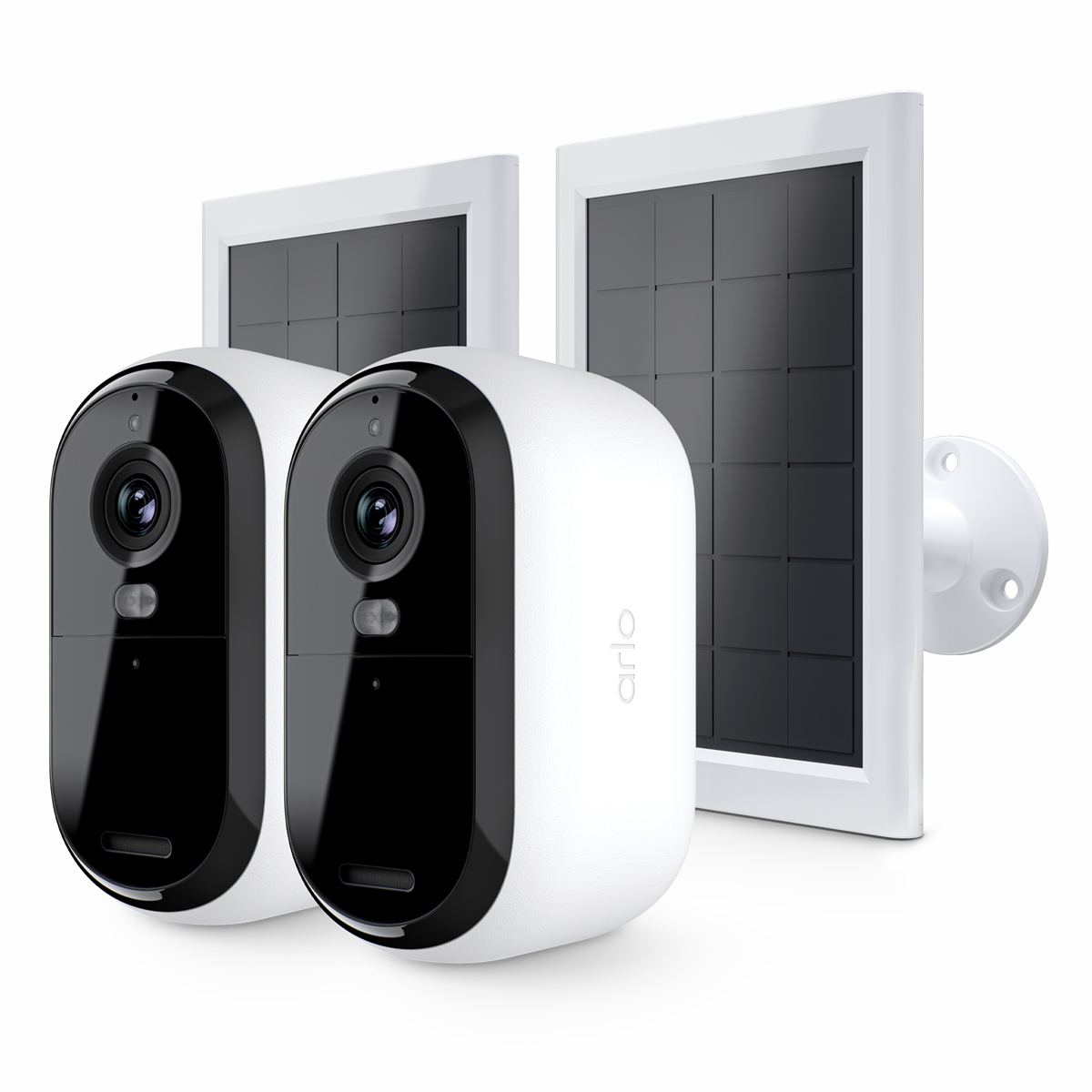 Bild von Arlo Essential 3 2K Kamera Weiß 2er Set inkl. Solarpanel 4MP (2560x1440), WLAN, Akku, Indoor/Outdoor, Intelligente Erkennung