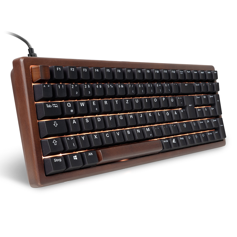 Bild von Sharkoon SGK50 S2 Wood PBT kabelgebundene Gaming Tastatur mit Holzgehäuse und hochwertigen PBT-Tastenkappen