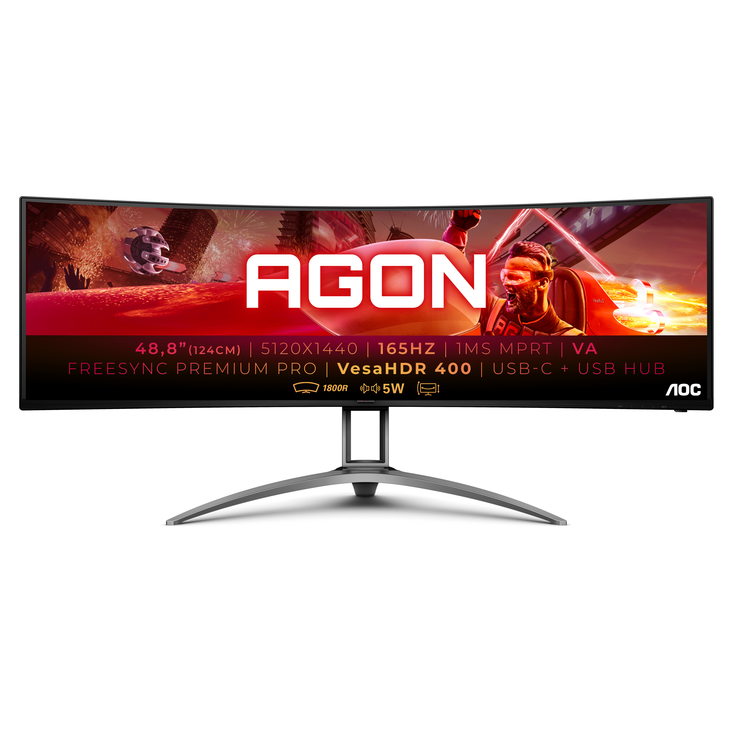 Bild von AOC AG493UCX2 Gaming Monitor - FreeSync Premium Pro, 165Hz, DQHD