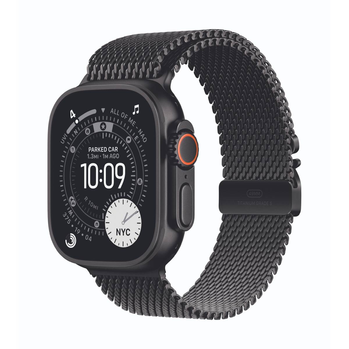 Bild von Apple Watch Ultra 3 Cellular 49mm Schwarz Titan Gehäuse mit Schwarz Titan Milanaise Armband - Large