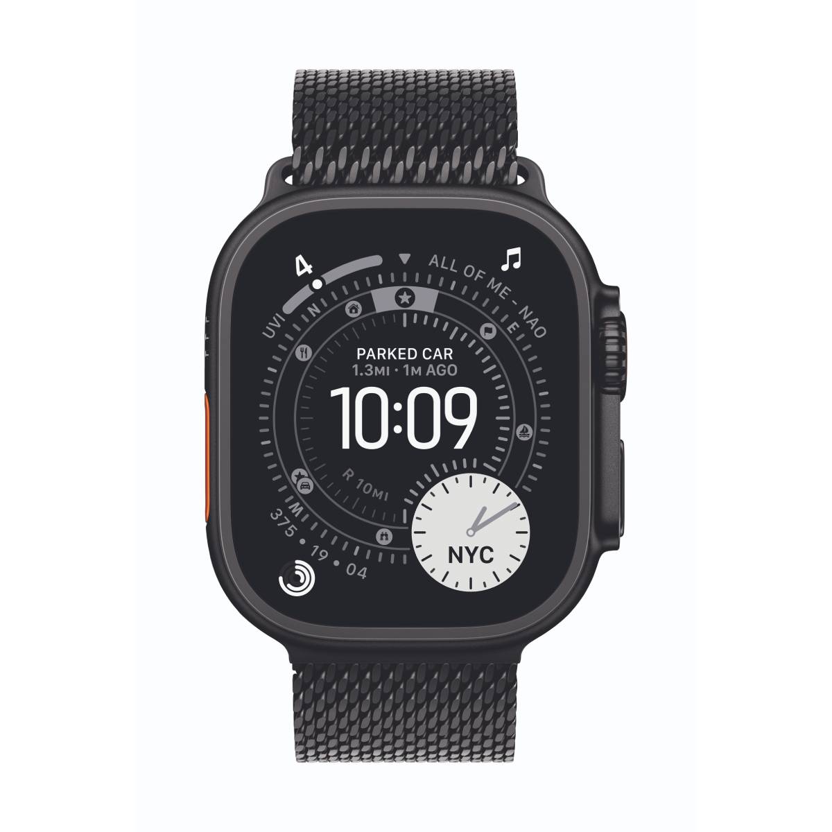 Bild von Apple Watch Ultra 3 Cellular 49mm Schwarz Titan Gehäuse mit Schwarz Titan Milanaise Armband - Medium