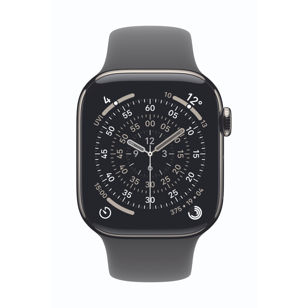 Bild von Apple Watch Series 11 Cellular 42mm Natur Titan Gehäuse mit Steingrau Sport Band - M/L