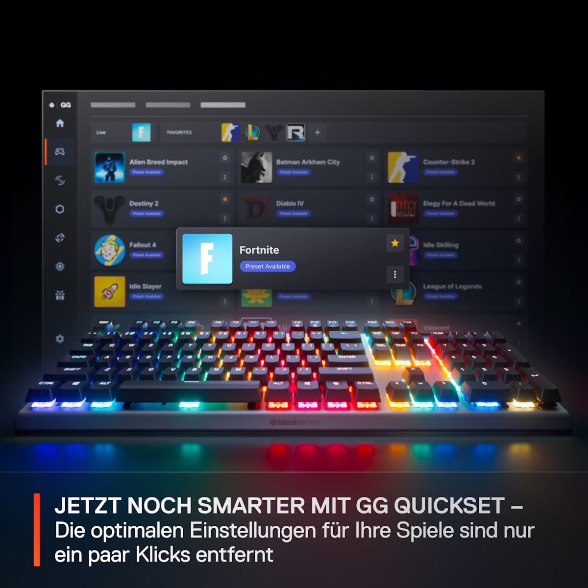 Bild von SteelSeries Apex Pro Gen 3 DE-Layout - kabegebundene Gaming Tastatur mit OmniPoint 3.0 HyperMagnetic-Schaltern
