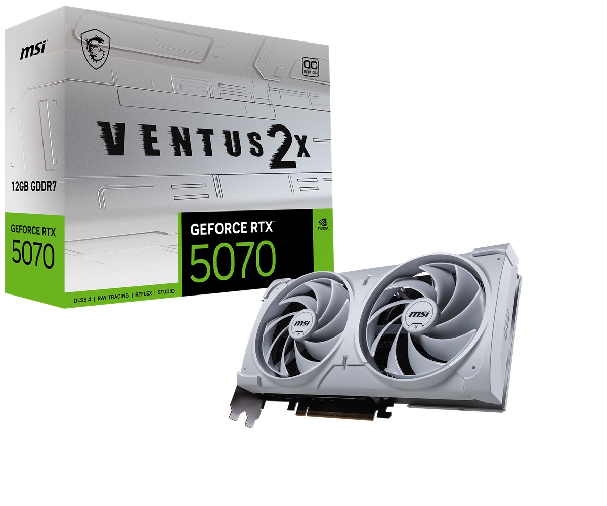 Bild von MSI GeForce RTX 5070 12G VENTUS 2X OC WHITE - 12GB GDDR7, HDMI, 3x DP