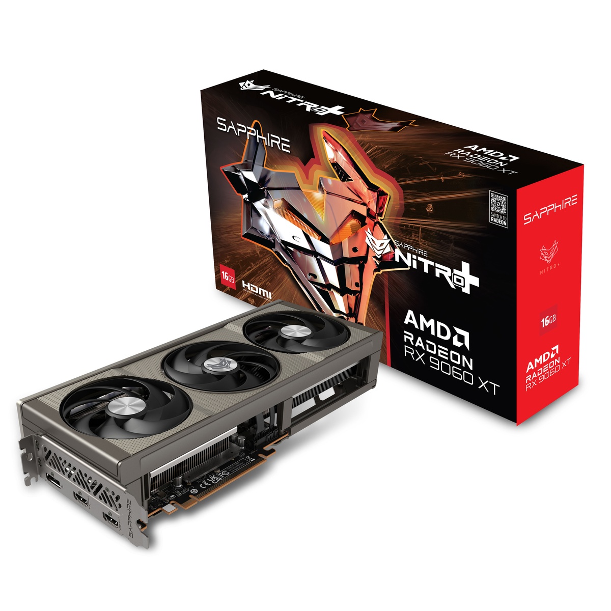 Bild von Sapphire Radeon RX 9060 XT 16GB NITRO+ Gaming OC B-Ware - 16GB GDDR6, 2x HDMI, 1x DP