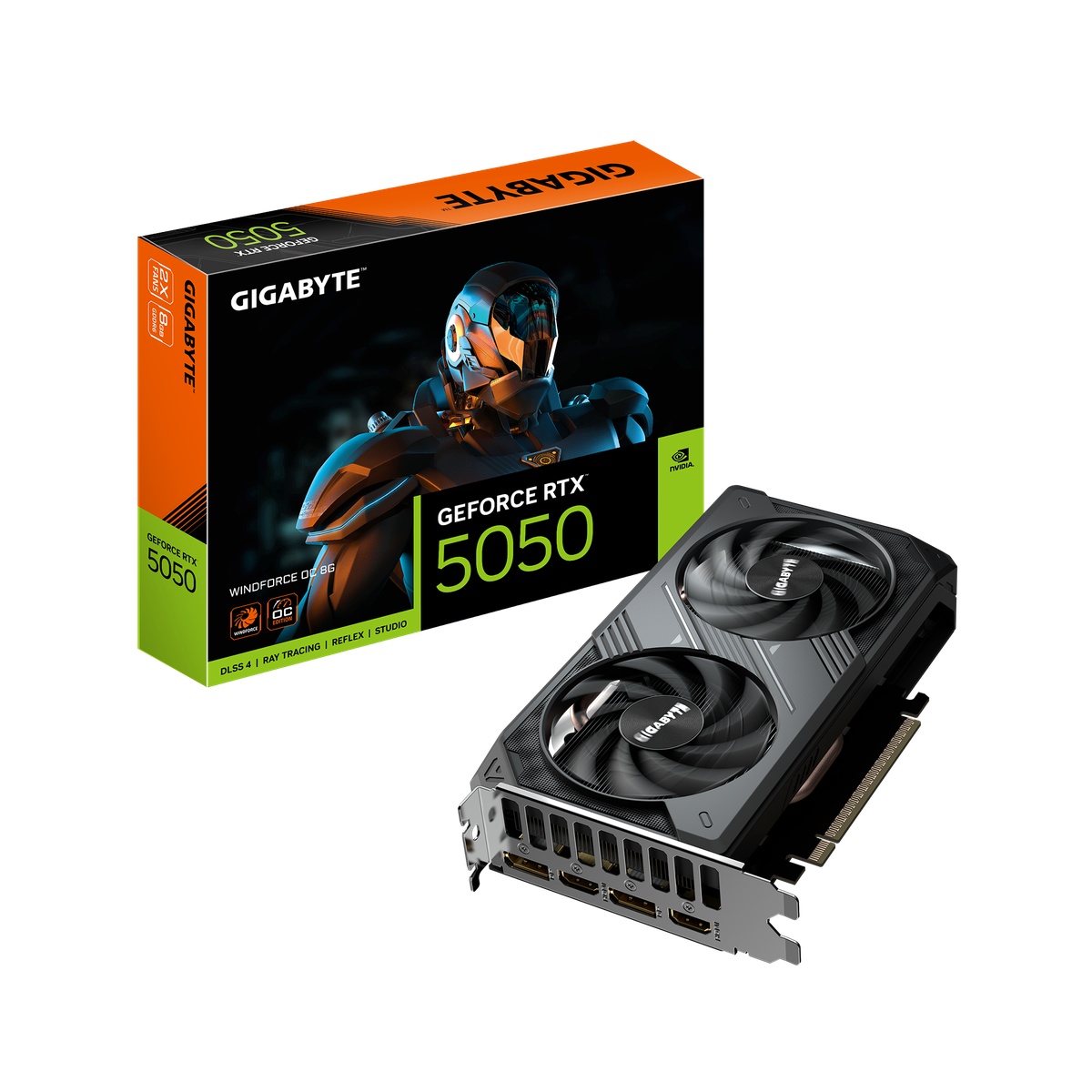 Bild von GIGABYTE GeForce RTX 5050 8GB Windforce OC Grafikkarte - 8GB GDDR6, 2x HDMI, 2x DP
