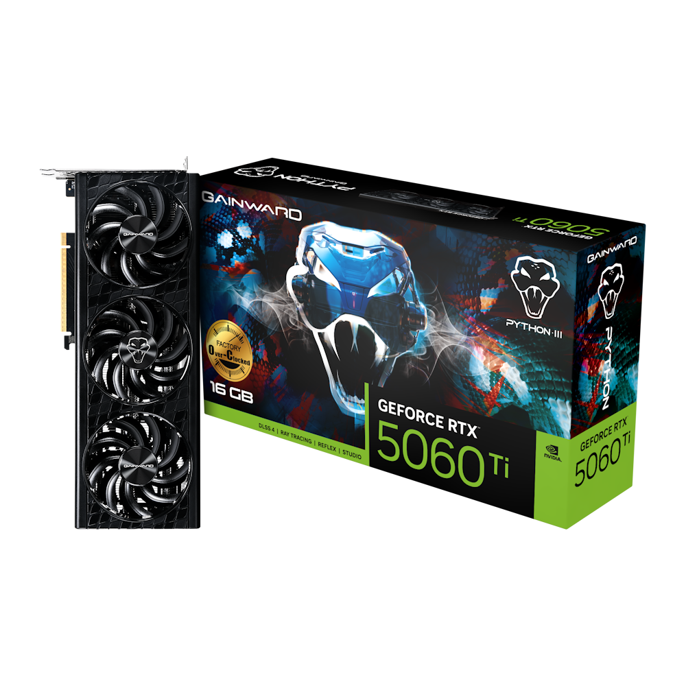 Bild von Gainward GeForce RTX 5060 Ti 16GB Python III OC - 16GB GDDR7, HDMI, 3x DP