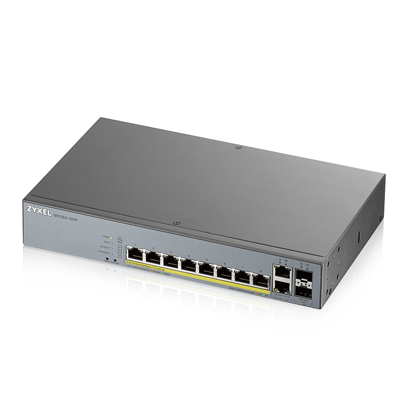 Bild von Zyxel GS1350-12HP Smart Managed Switch 10x Gigabit Ethernet (8x PoE+ max. 130 Watt), 2x SFP, Long Range, inkl. 1 Jahr Nebula Pro