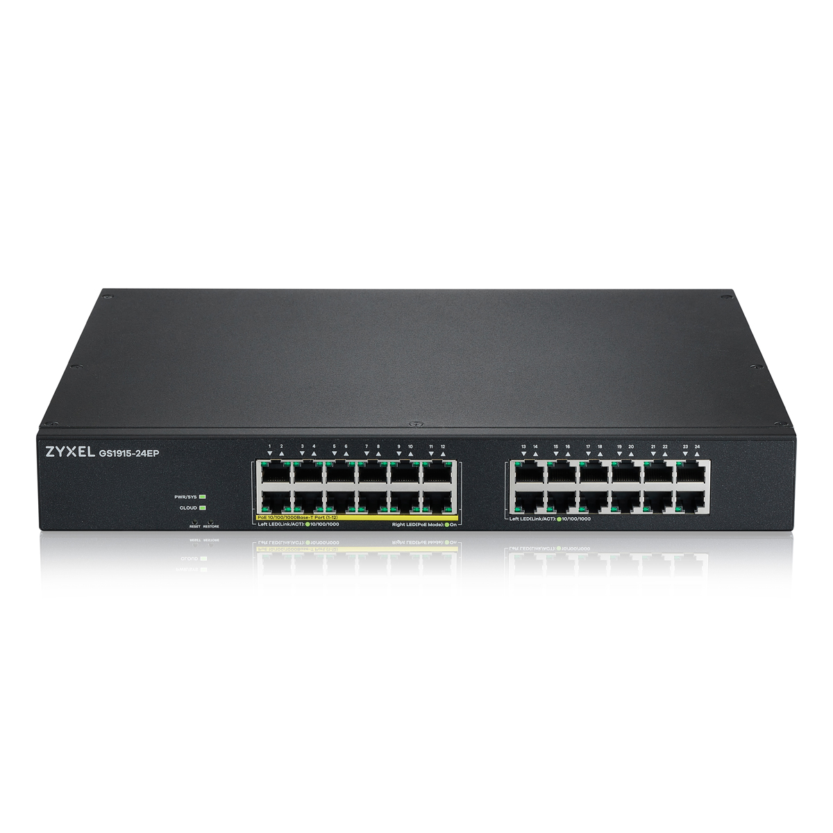 Bild von Zyxel GS1915-24EP Smart Managed Switch 24x Gigabit Ethernet (12x PoE+, max. 130 Watt)