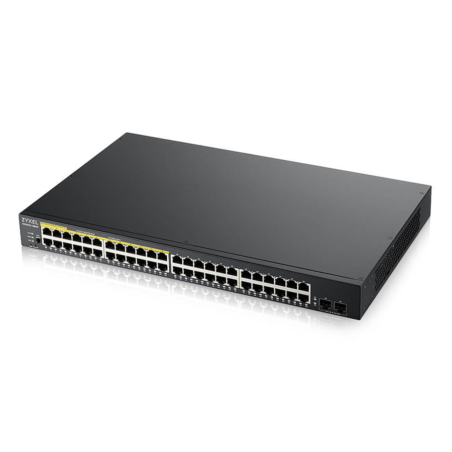Bild von Zyxel GS1900-48HP V2 Smart Managed Switch 48x Gigabit Ethernet (24x PoE+ max. 170 Watt), 2x SFP, Layer 2, Rackmount