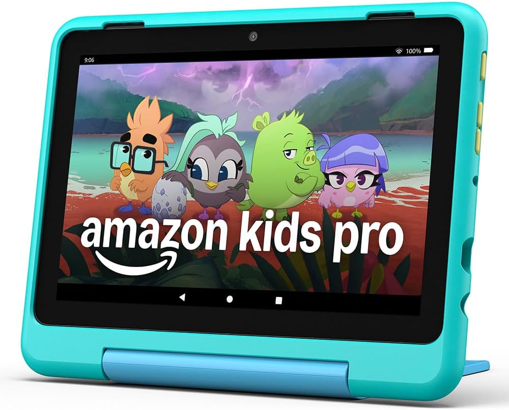 Bild von Amazon Fire HD 8 Kids Pro-Tablet (2024), Hello Teal von 6 bis 12 Jahren, 13 Stunden Akkulaufzeit, kindgerechte Hülle,  8-Zoll-HD-Display, 32GB