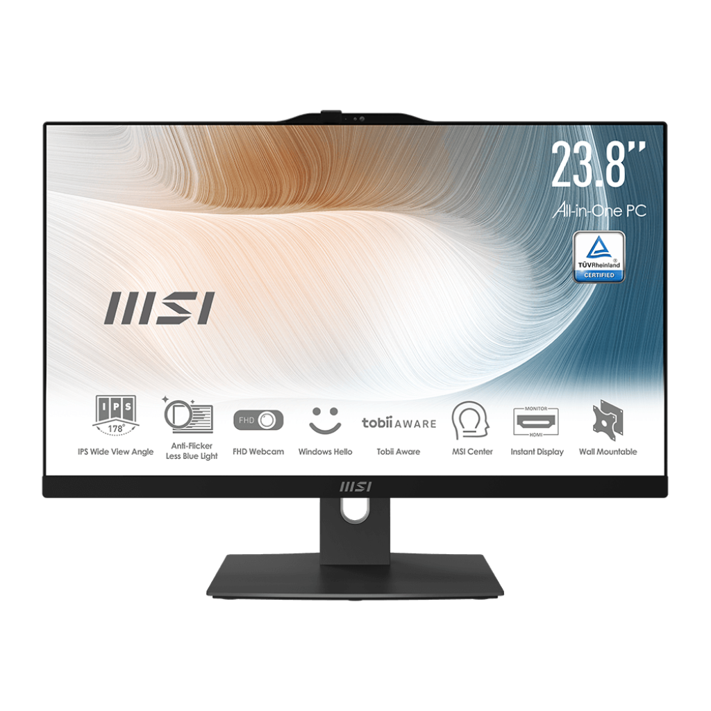 Bild von MSI Modern AM242P 1M-1204DE All-in-One schwarz 23.8" (60,5cm) FHD Display, Intel Core 3 100U, 16GB RAM, 256GB M.2 SSD, Intel Grafik, Windows 11 Pro