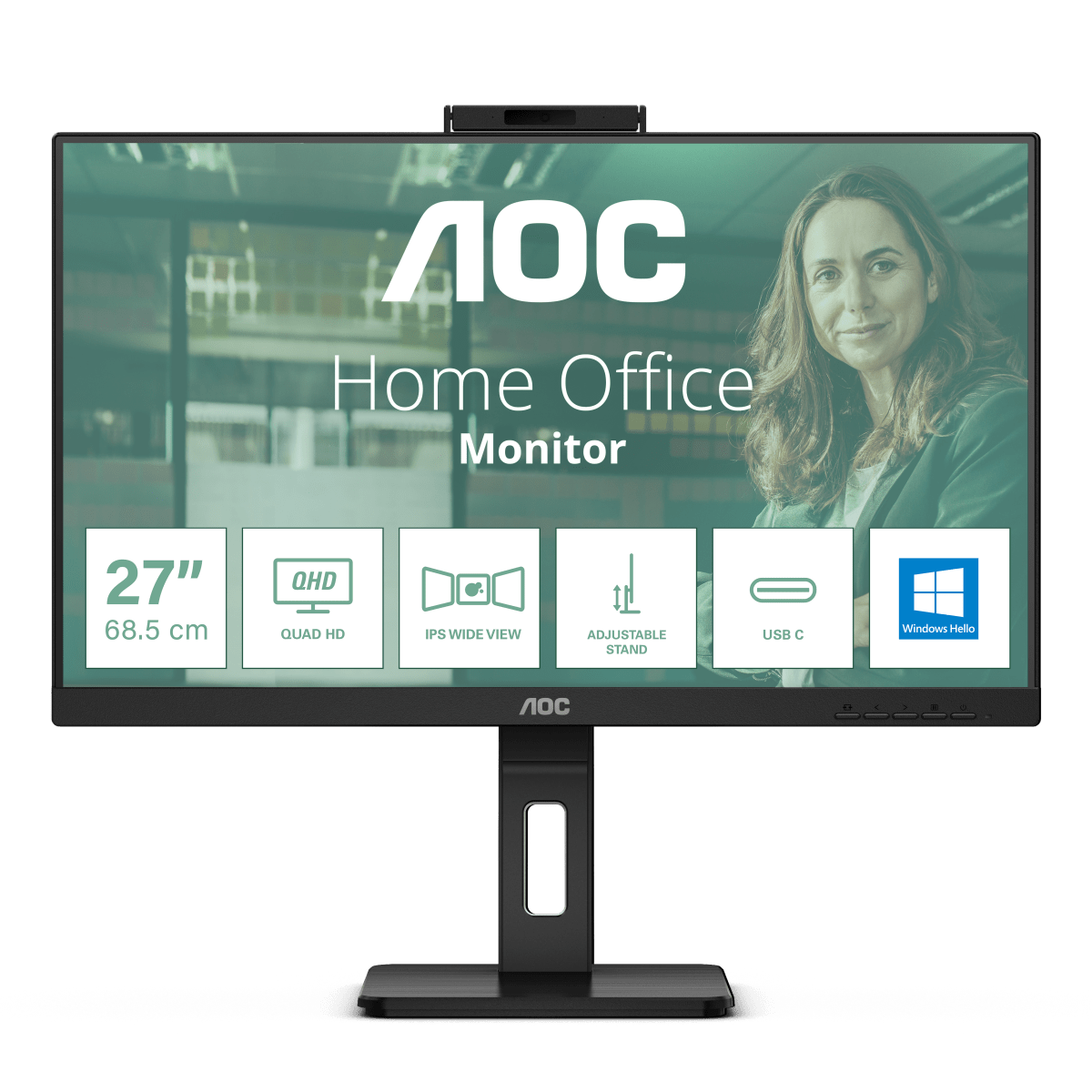 Bild von AOC 24P3QW 24 Zoll - Office Monitor IPS, 100 Hz, 4 ms, Höhenverstellung, Webcam, USB-Hub