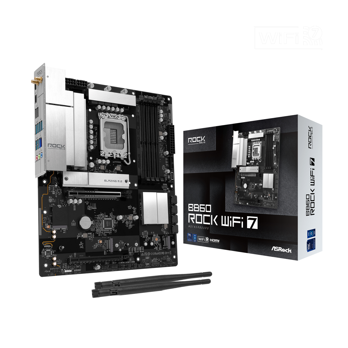 Bild von ASRock B860 Rock WiFi 7 Mainboard Sockel 1851