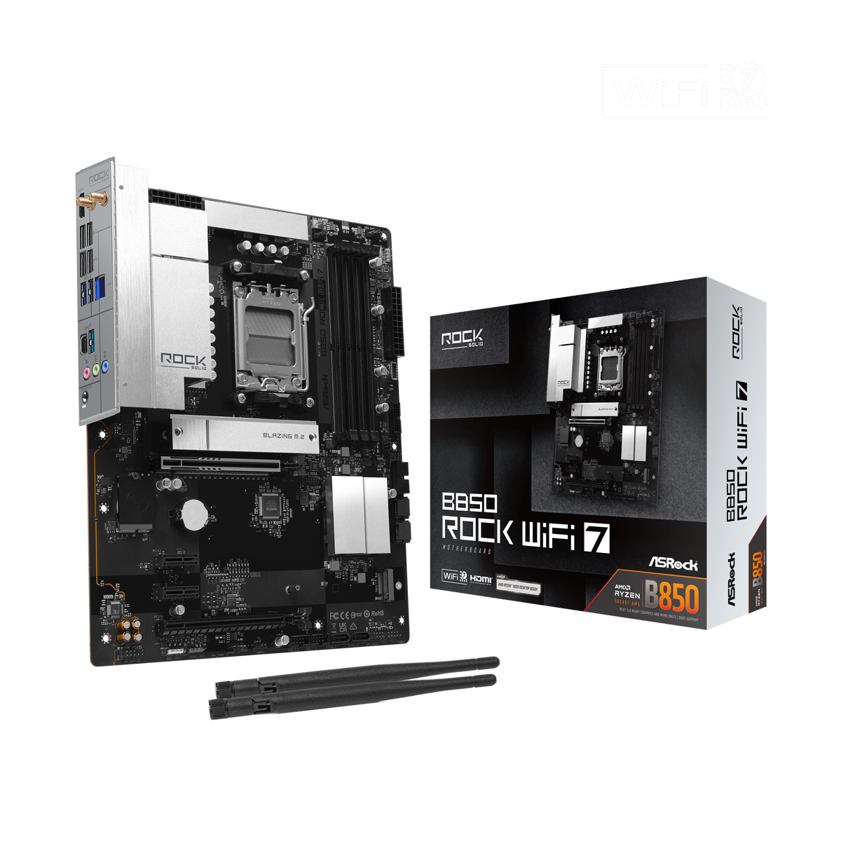 Bild von ASRock B850 Rock WiFi 7 Mainboard Sockel AM5