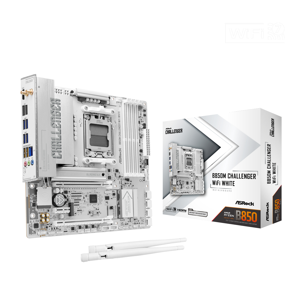 Bild von ASRock B850M Challenger WiFi White Mainboard Sockel AM5