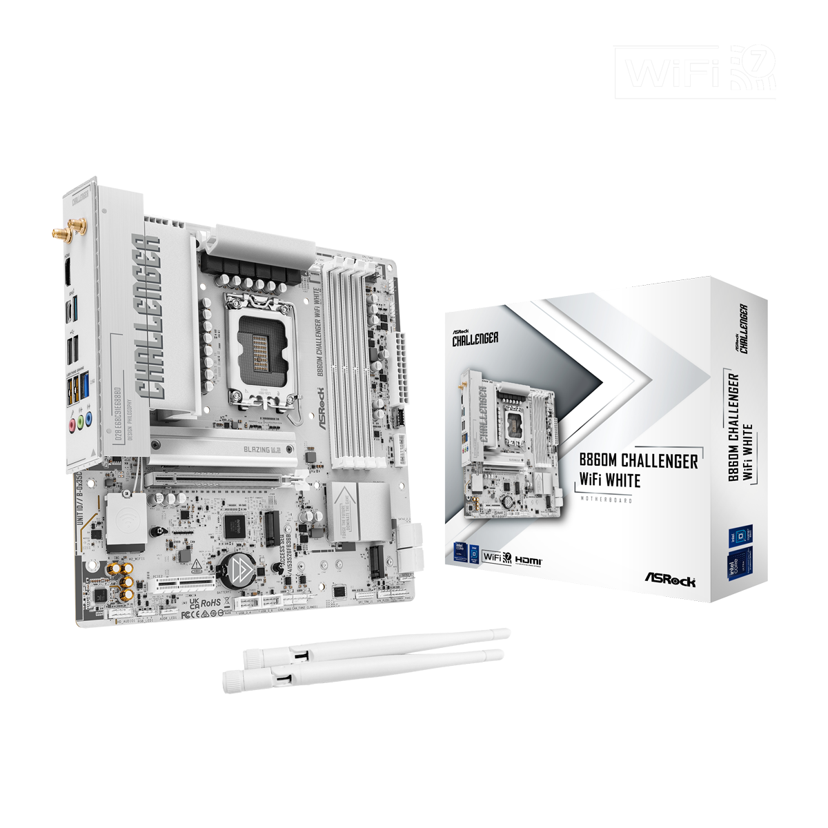 Bild von ASRock B860M Challenger WiFi White Mainboard Sockel 1851