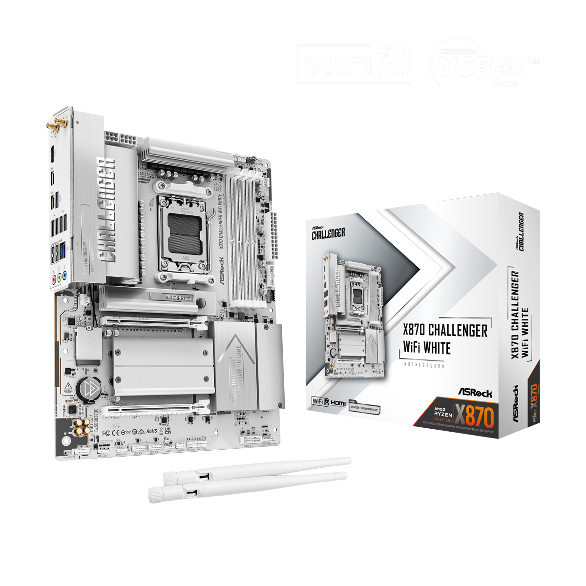 Bild von ASRock X870 Challenger WiFi White Mainboard Sockel AM5