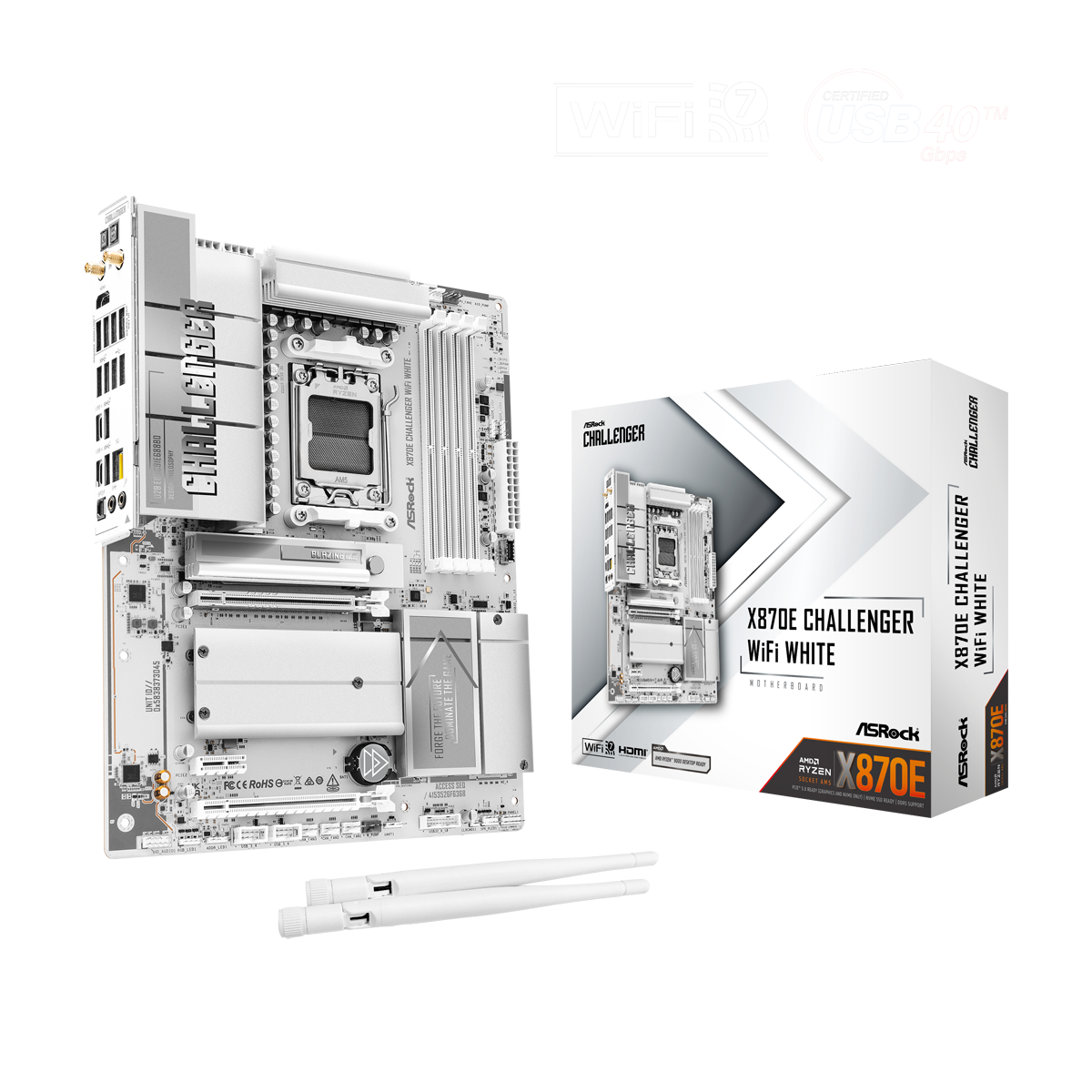 Bild von ASRock X870E Challenger WiFi White Mainboard Sockel AM5