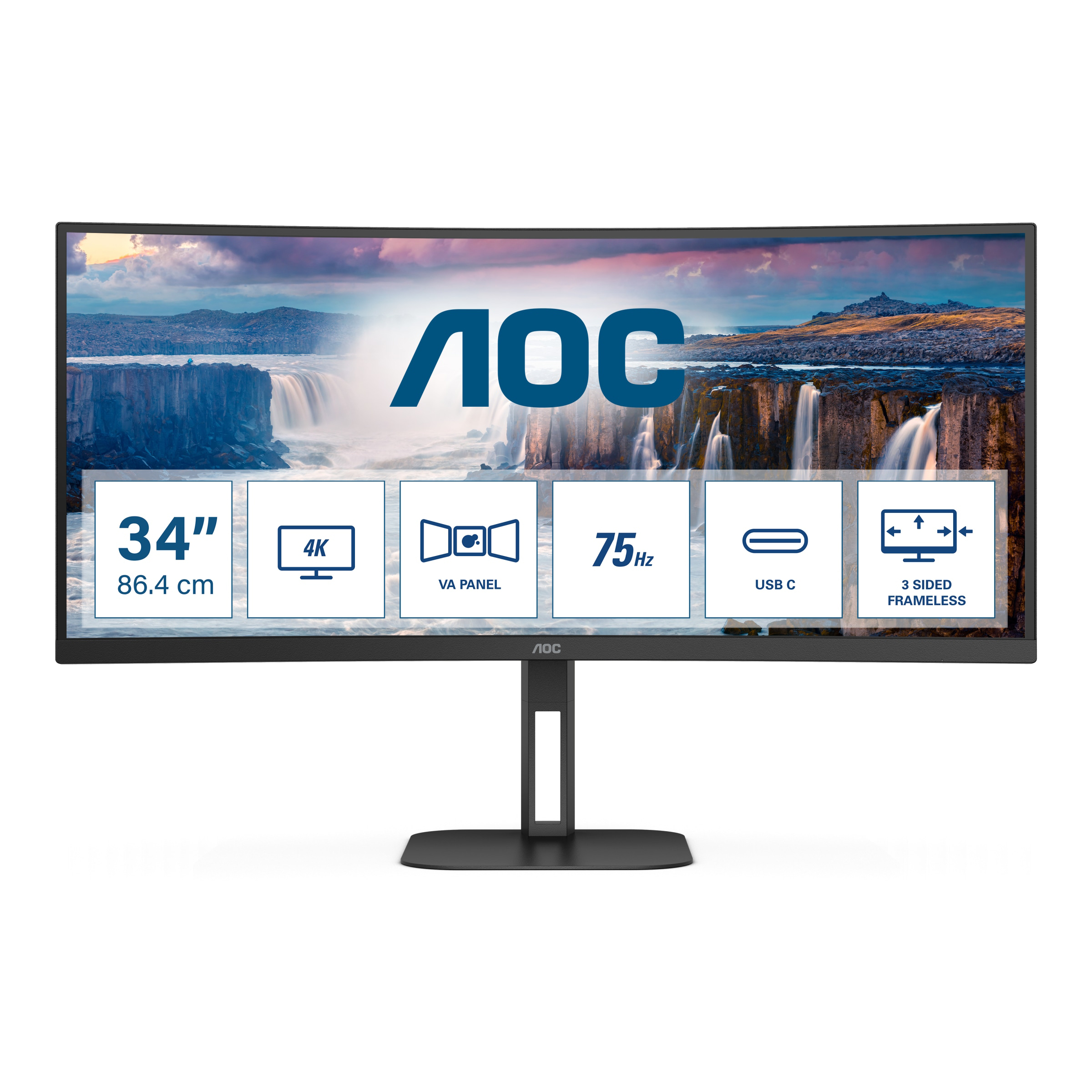 Bild von AOC CU34V5C Curved Monitor - WQHD, Höhenverstellung, USB-C