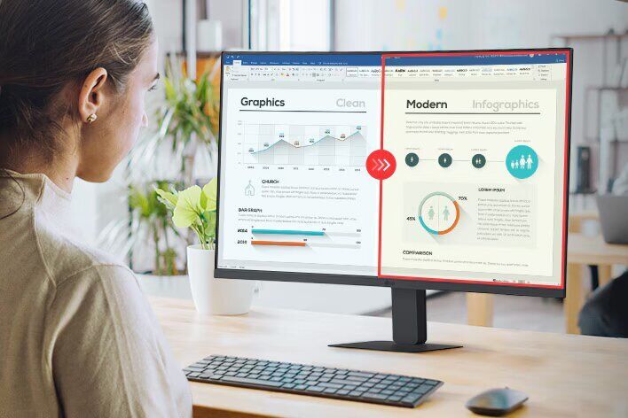 LG 27U421A-B Office Monitor - FHD VA Curved Display, 100HZ_1