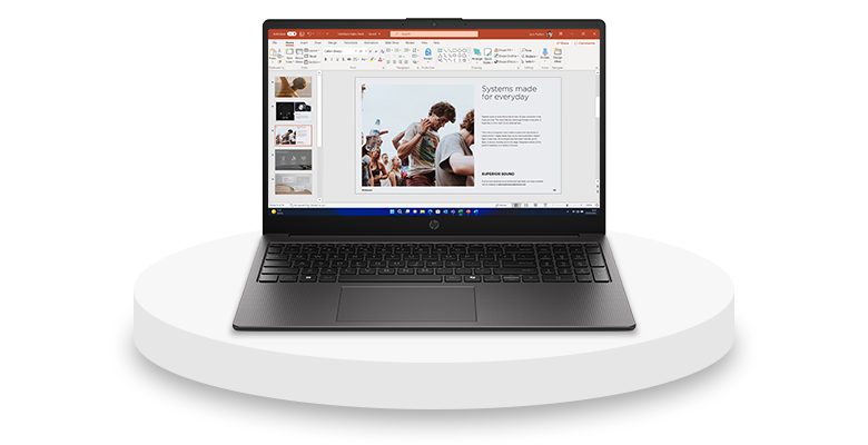 HP 255R G10 in Dark Ash – Frontansicht im Büroeinsatz