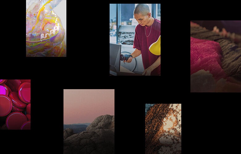 HP ZBook: Collage aus Personen und abstrakten Visualisierungen
