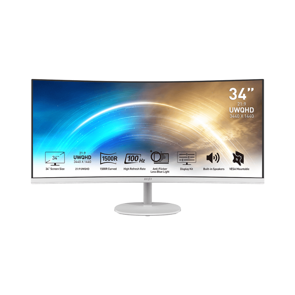 Bild von MSI PRO MP341CQWDE Office Monitor - Curved, 100 Hz, Lautsprecher