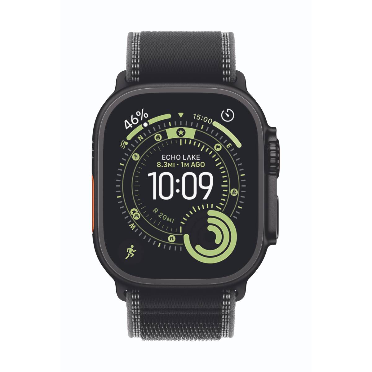 Bild von Apple Watch Ultra 3 Cellular 49mm Schwarz Titan Gehäuse mit Schwarz/Kohlegrau Trail Loop - M/L