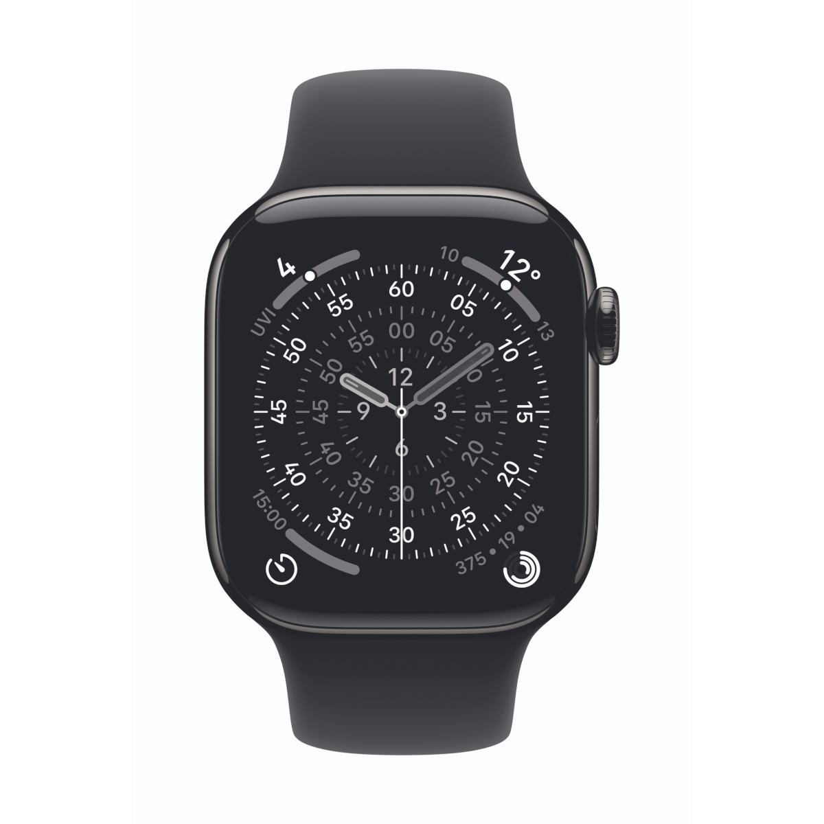 Bild von Apple Watch Series 11 Cellular 42mm Schiefer Titan Gehäuse mit Schwarz Sport Band - M/L