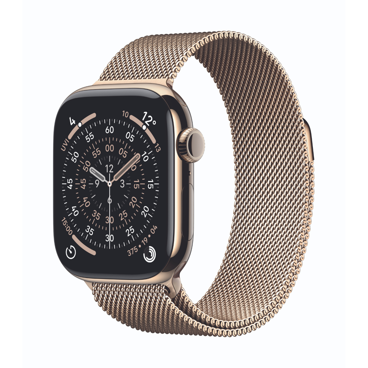 Bild von Apple Watch Series 11 Cellular 42mm Gold Titan Gehäuse mit Gold Milanaise Armband
