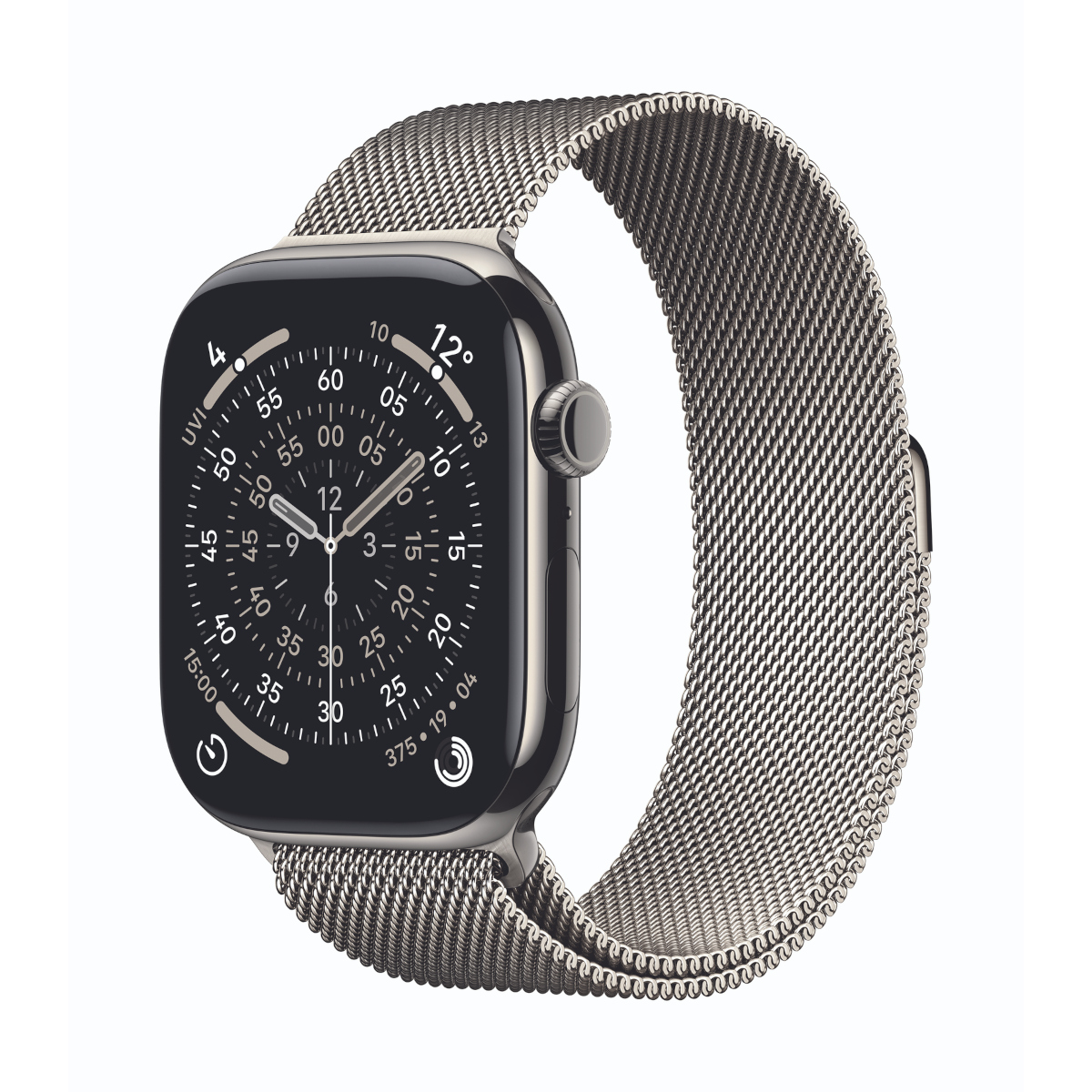 Bild von Apple Watch Series 11 Cellular 46mm Natur Titan Gehäuse mit Natur Milanaise Armband - S/M