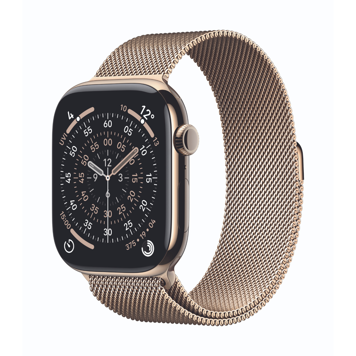 Bild von Apple Watch Series 11 Cellular 46mm Gold Titan Gehäuse mit Gold Milanaise Armband - S/M