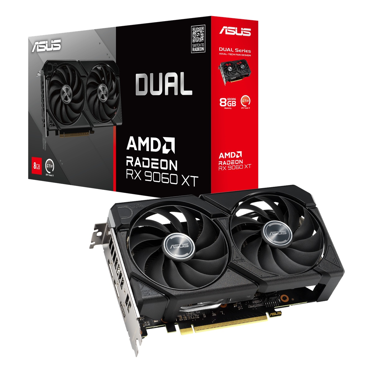 Bild von ASUS Dual Radeon RX 9060 XT 8GB Grafikkarte - 8GB GDDR6, HDMI, 3x DP