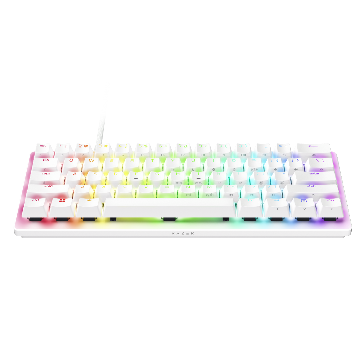 Bild von Razer Huntsman V3 Pro Mini White (analoge Switches) - E-Sport-Tastatur im 60% Layout mit analogen optischen Switches, weiß (DE Layout)